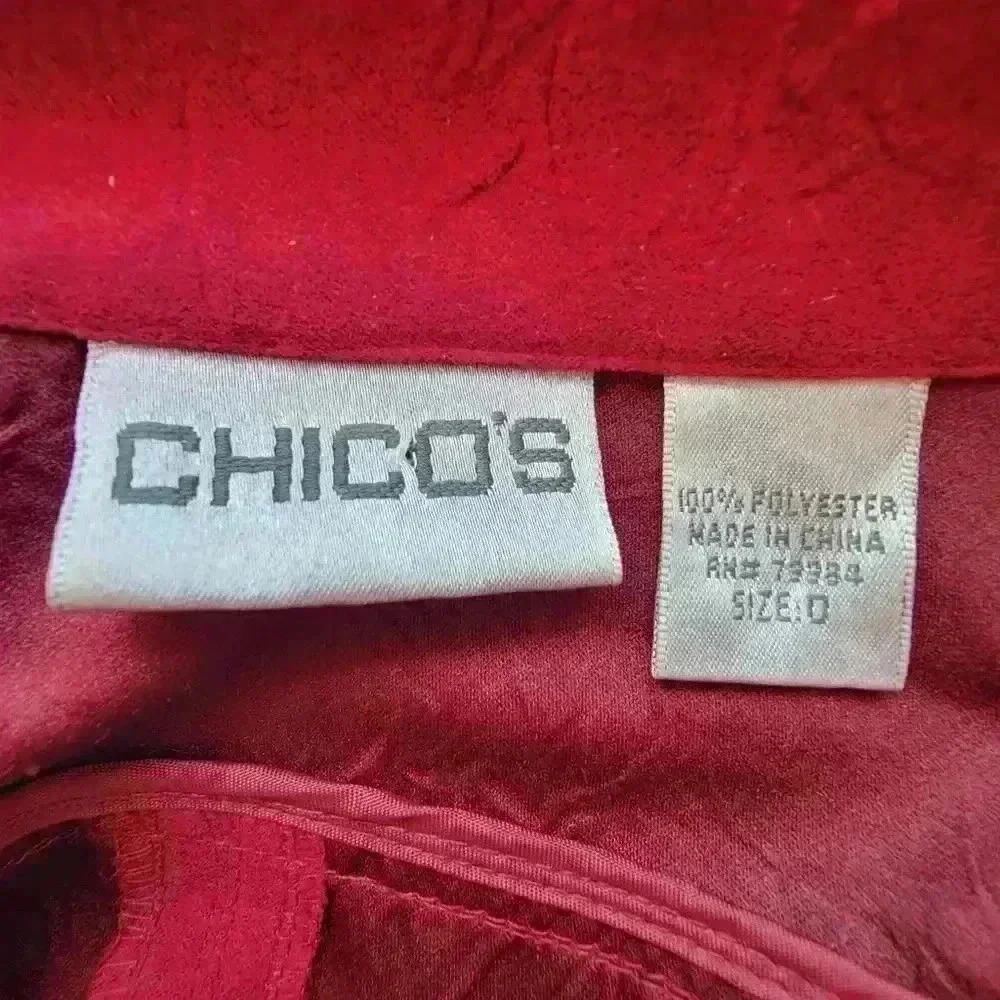 Chico's Brand Faux-Suede Shacket/Burgundy/ Size S - Picture 7 of 8